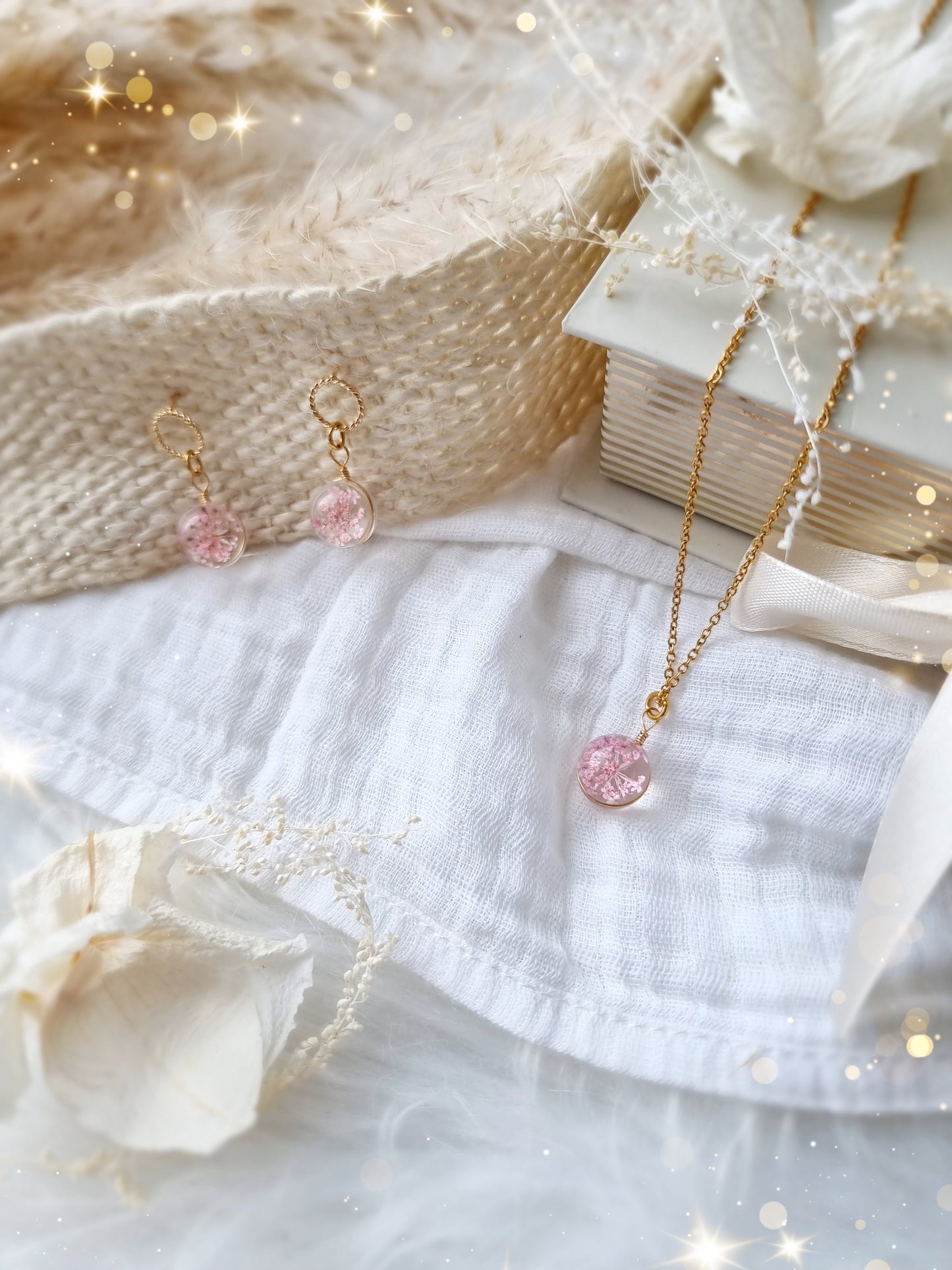 Boucles d'oreilles femme fleur séchées - lapetitezou