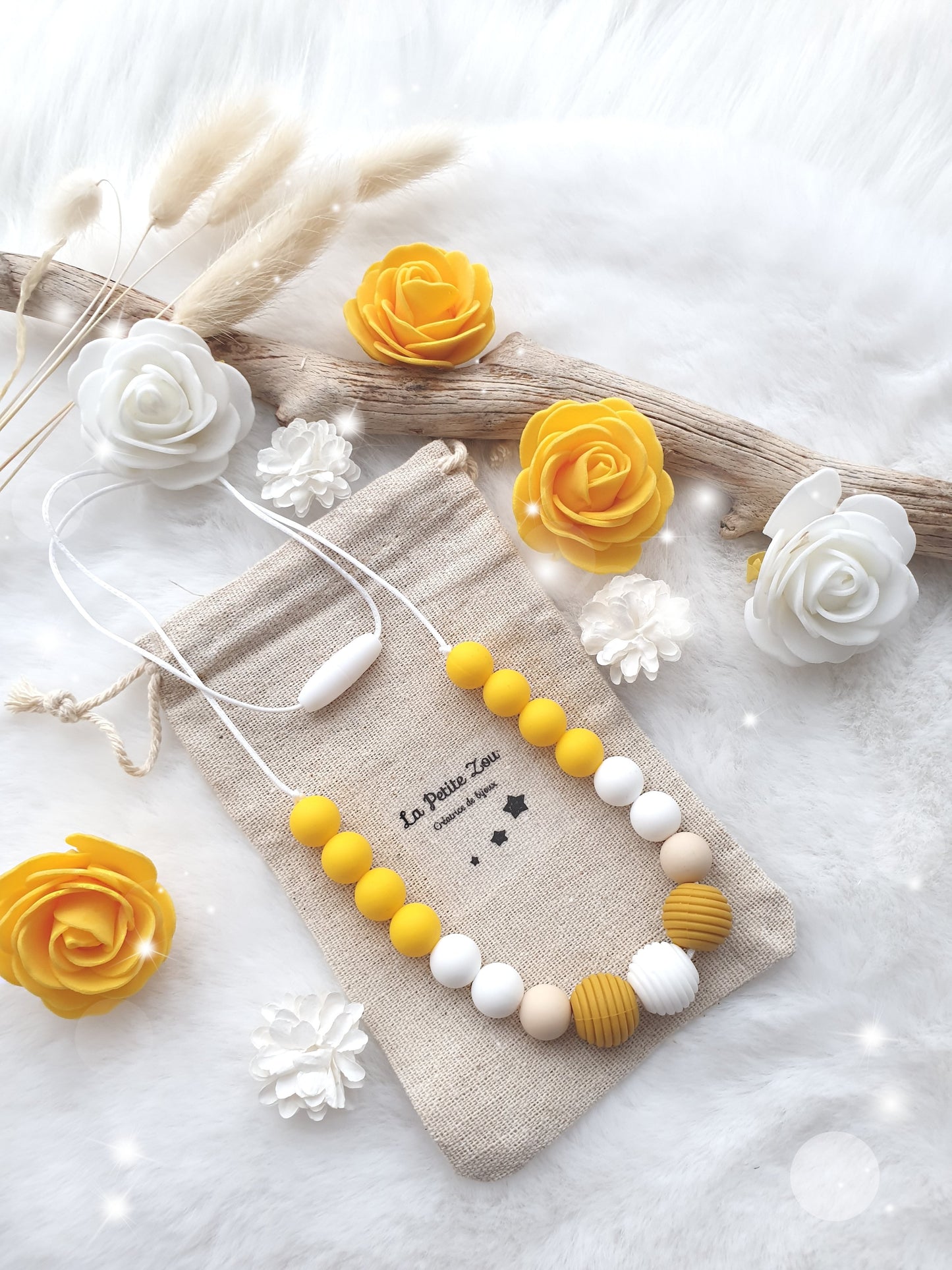 Collier d'allaitement et de portage * Douceur lactée * Jaune peps * - lapetitezou