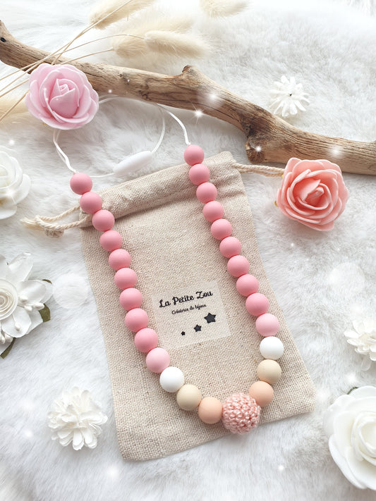 Collier d'allaitement et de portage * Douceur lactée * Mélange de rose * - lapetitezou