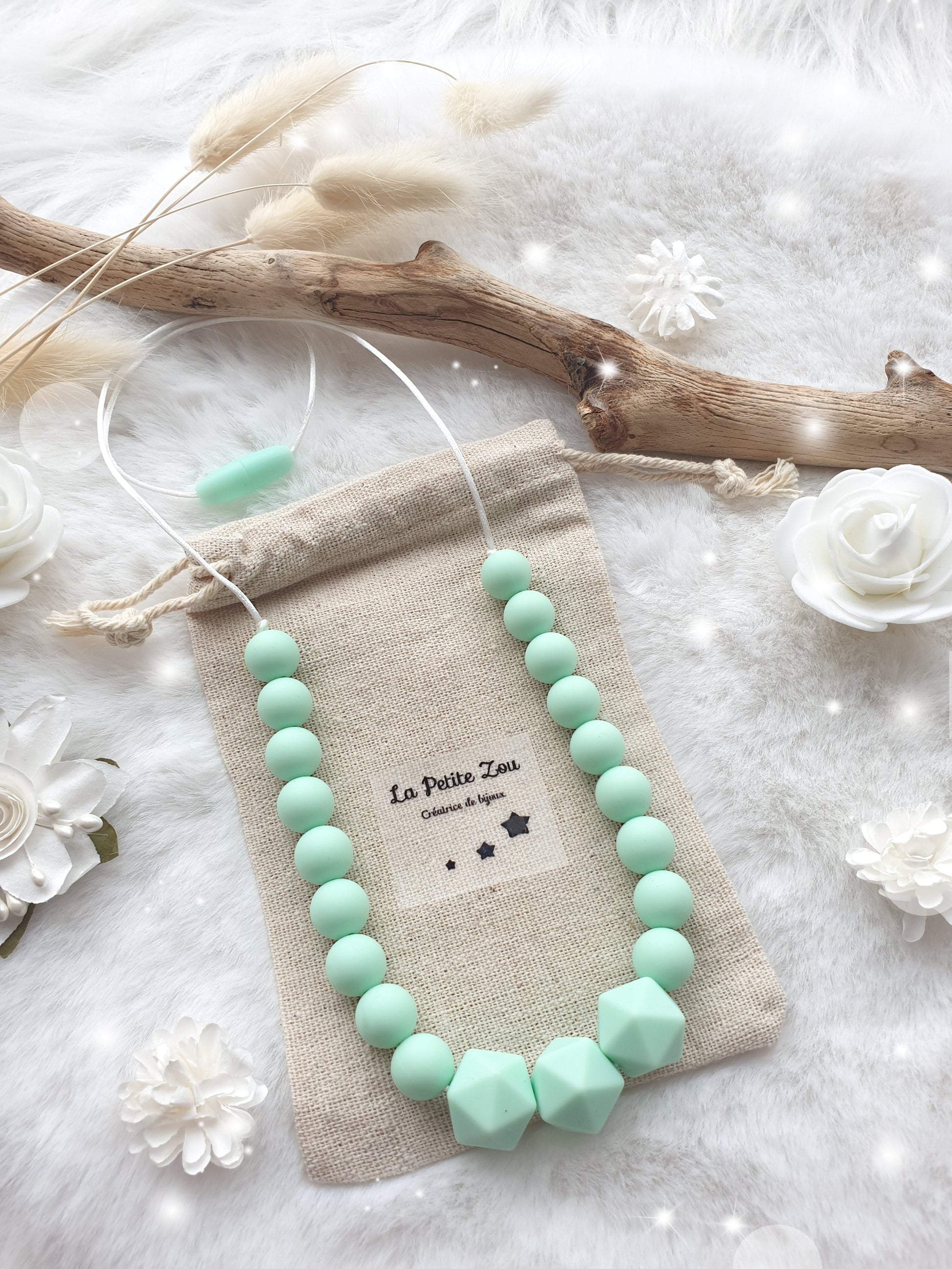 Collier d'allaitement et de portage * Douceur lactée * Menthe pur * - lapetitezou