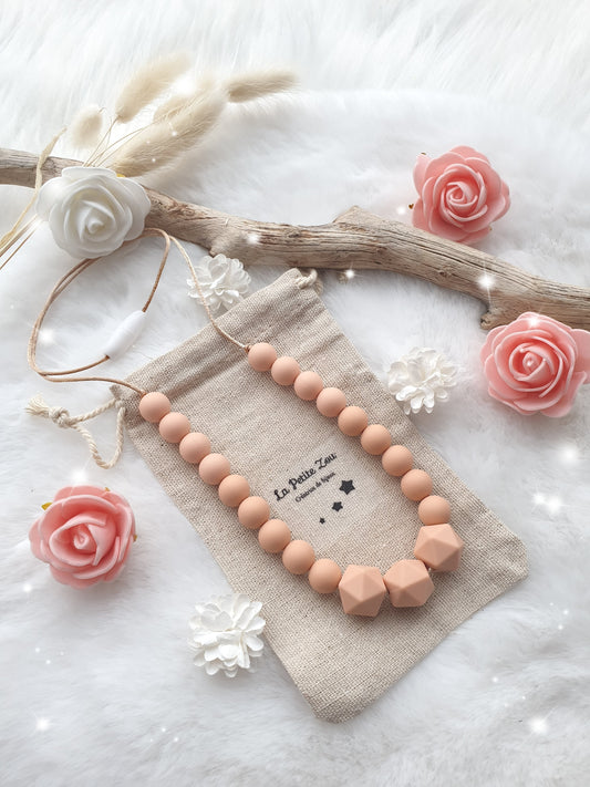 Collier d'allaitement et de portage * Douceur lactée * Rose pêche * - lapetitezou