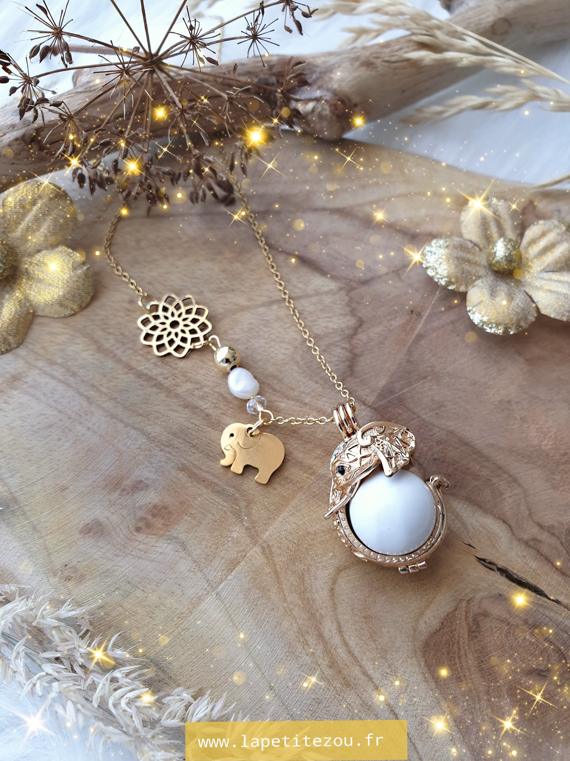 Collier de grossesse bola musicale thème *Éléphant Doré* - lapetitezou