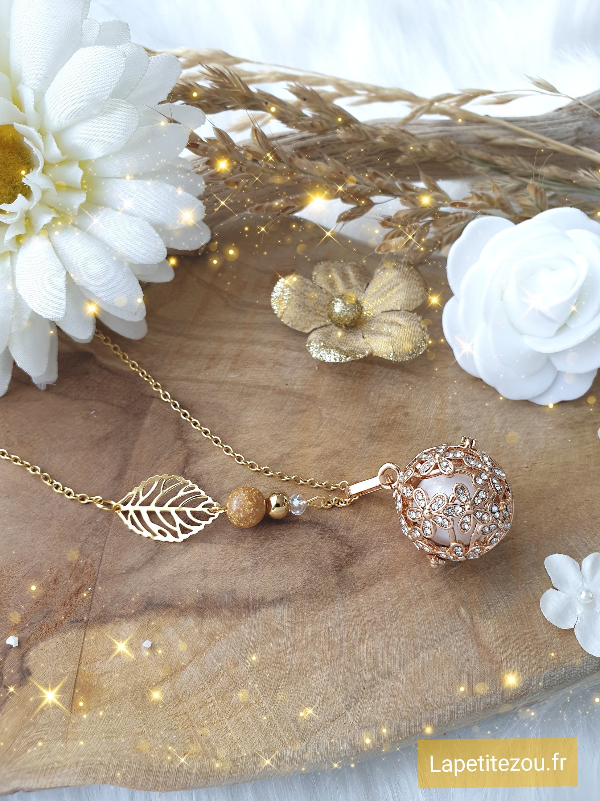 Collier de grossesse bola musicale thème * Gold flower * - lapetitezou