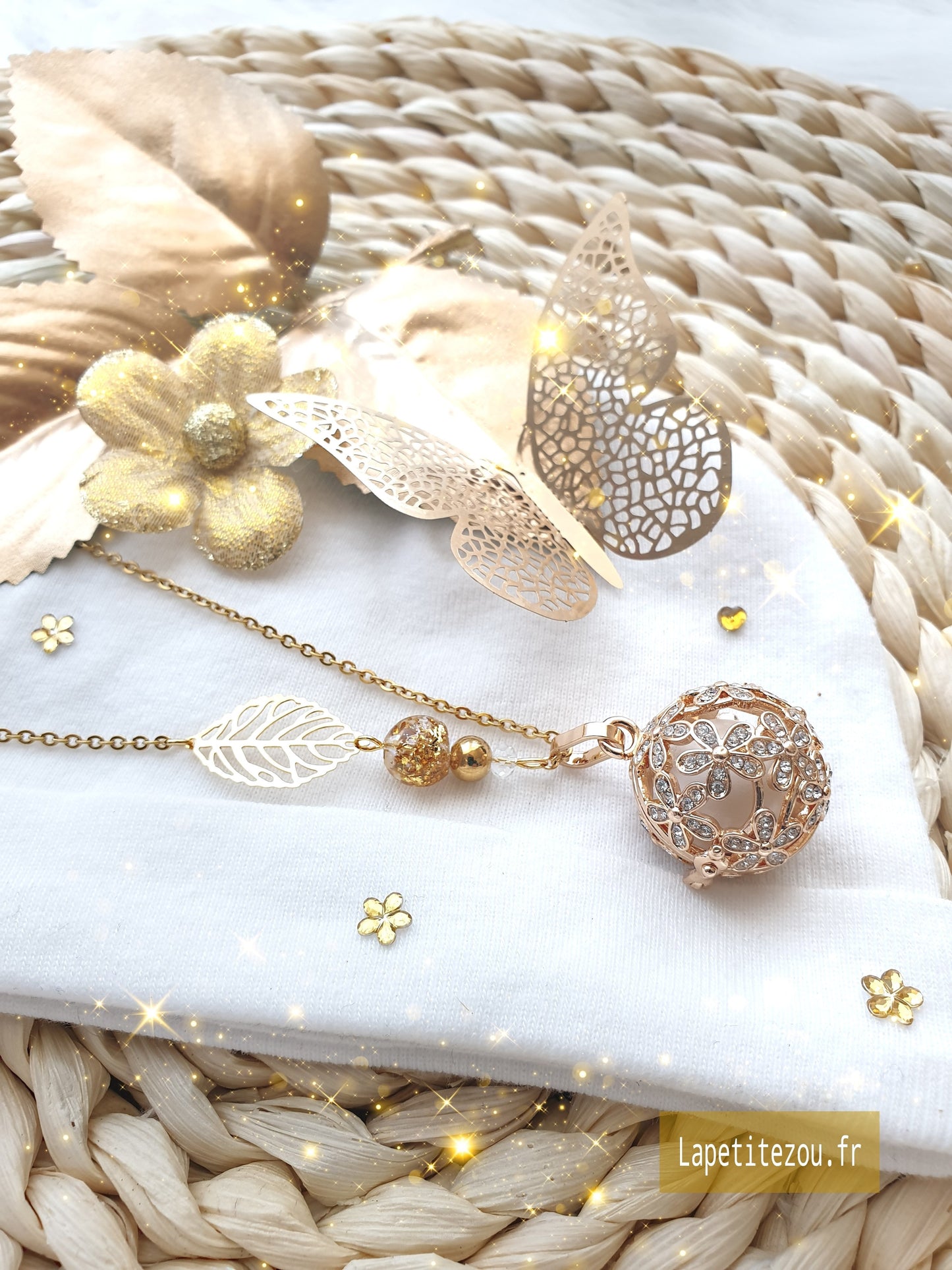 Collier de grossesse bola musicale thème * Gold flower * - lapetitezou