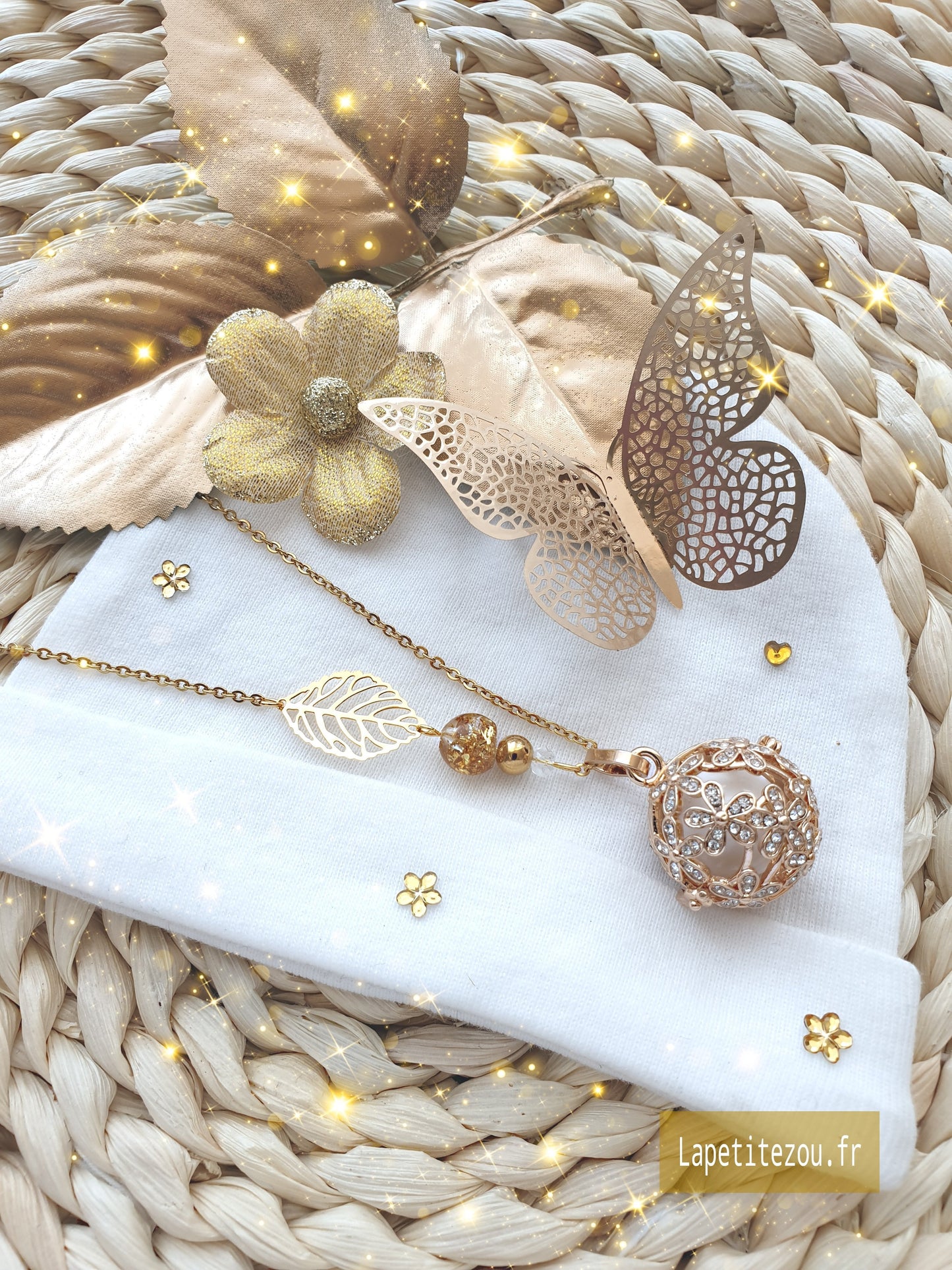 Collier de grossesse bola musicale thème * Gold flower * - lapetitezou