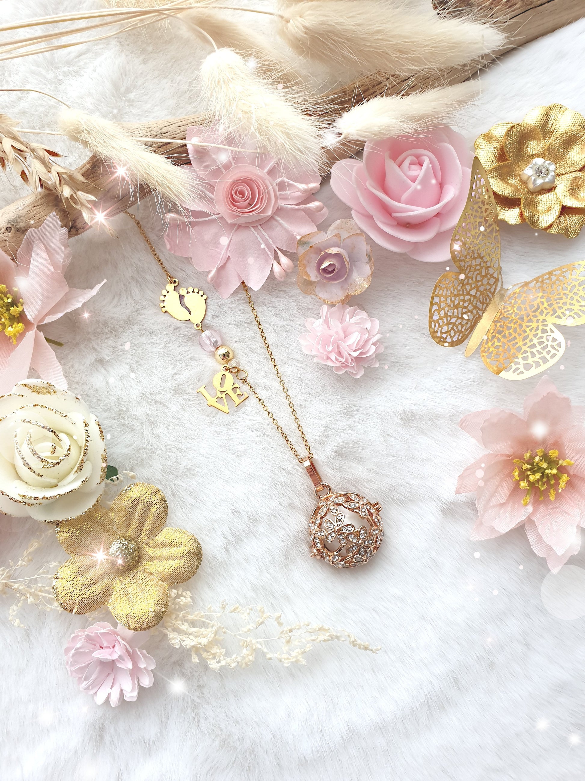 Collier de grossesse bola musicale thème * Gold flower * - lapetitezou