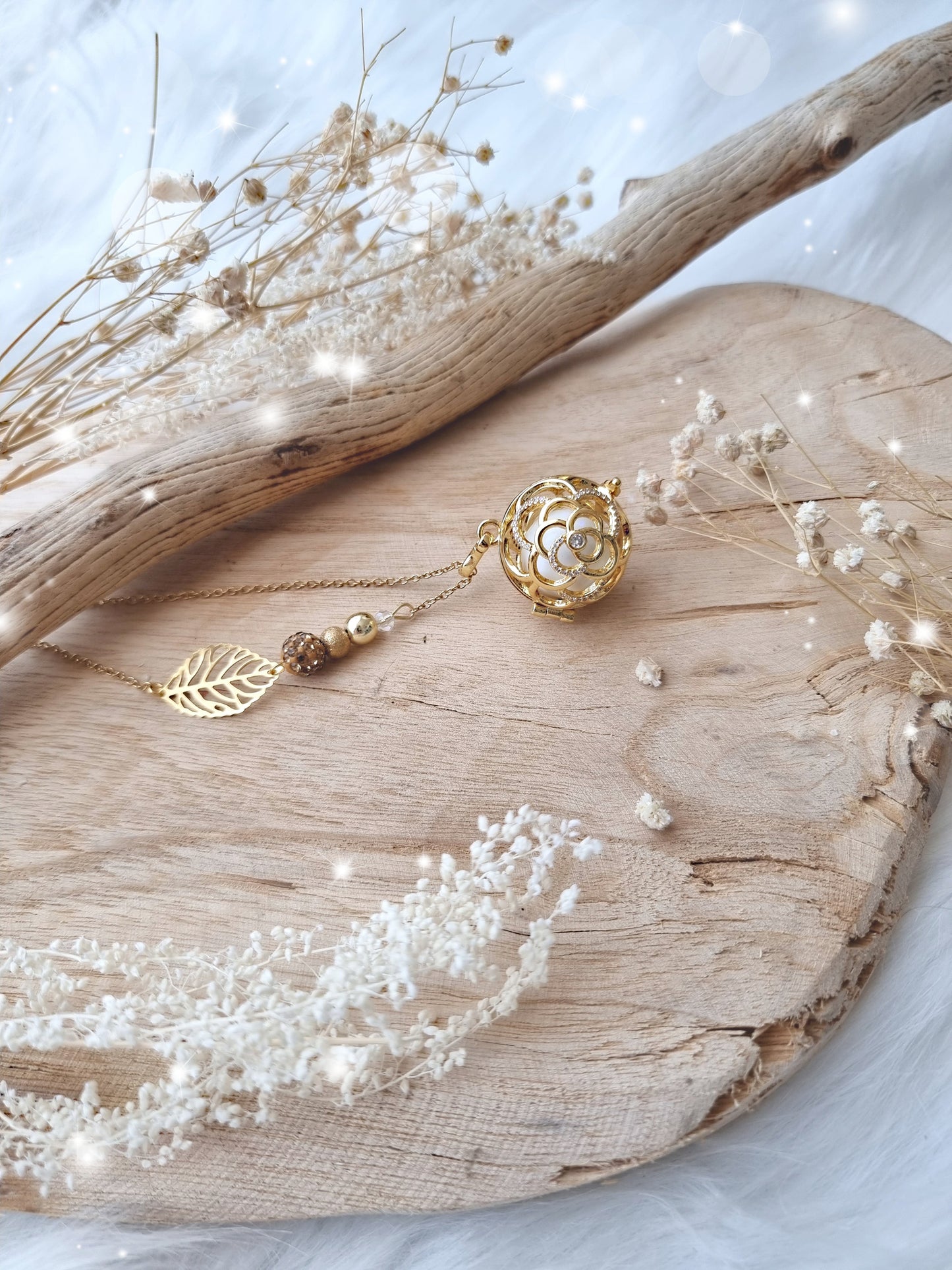 Collier de grossesse bola musicale thème * Gold Flower Chic* - lapetitezou