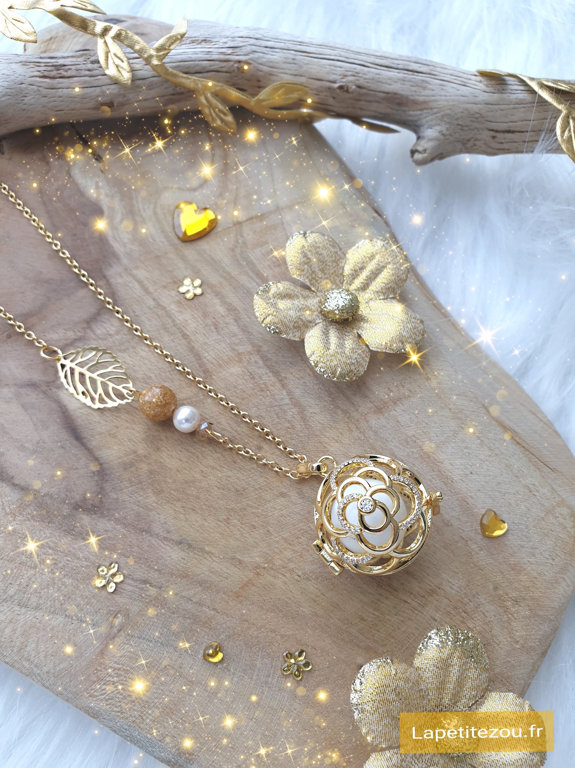 Collier de grossesse bola musicale thème * Gold Flower Chic* - lapetitezou