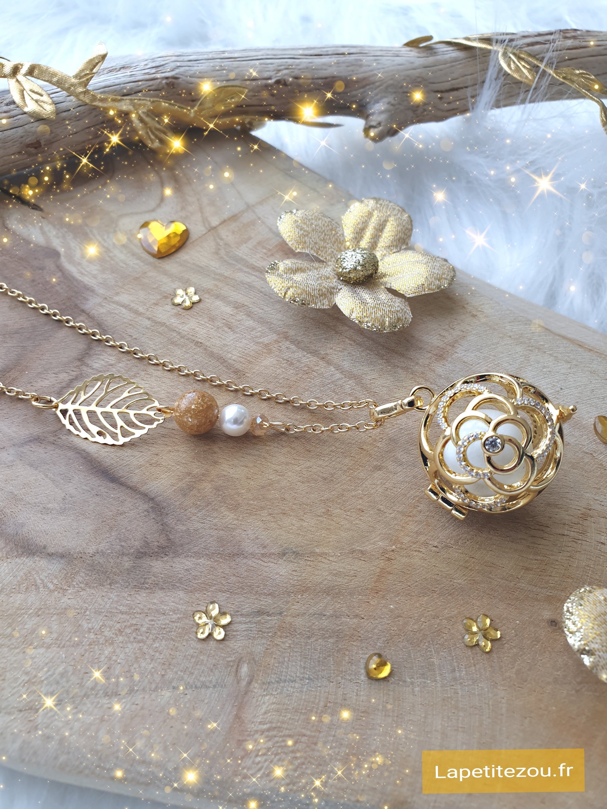 Collier de grossesse bola musicale thème * Gold Flower Chic* - lapetitezou