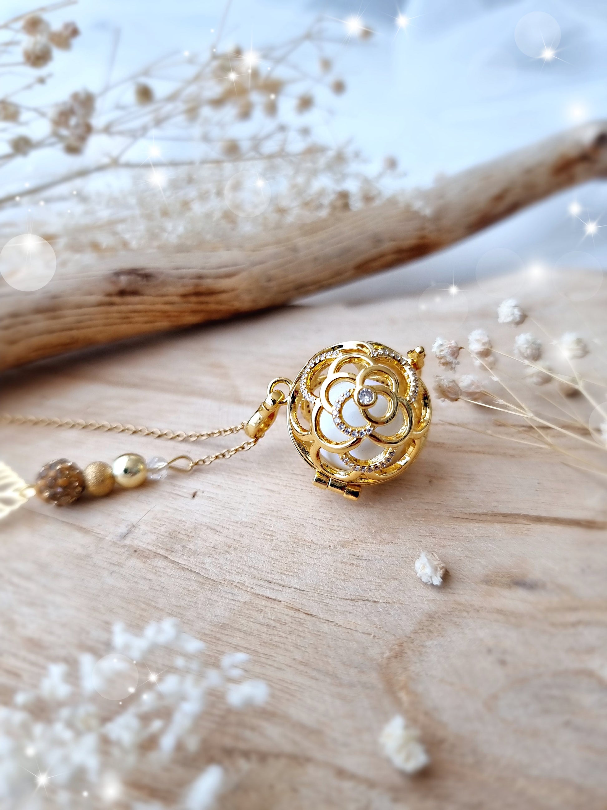 Collier de grossesse bola musicale thème * Gold Flower Chic* - lapetitezou