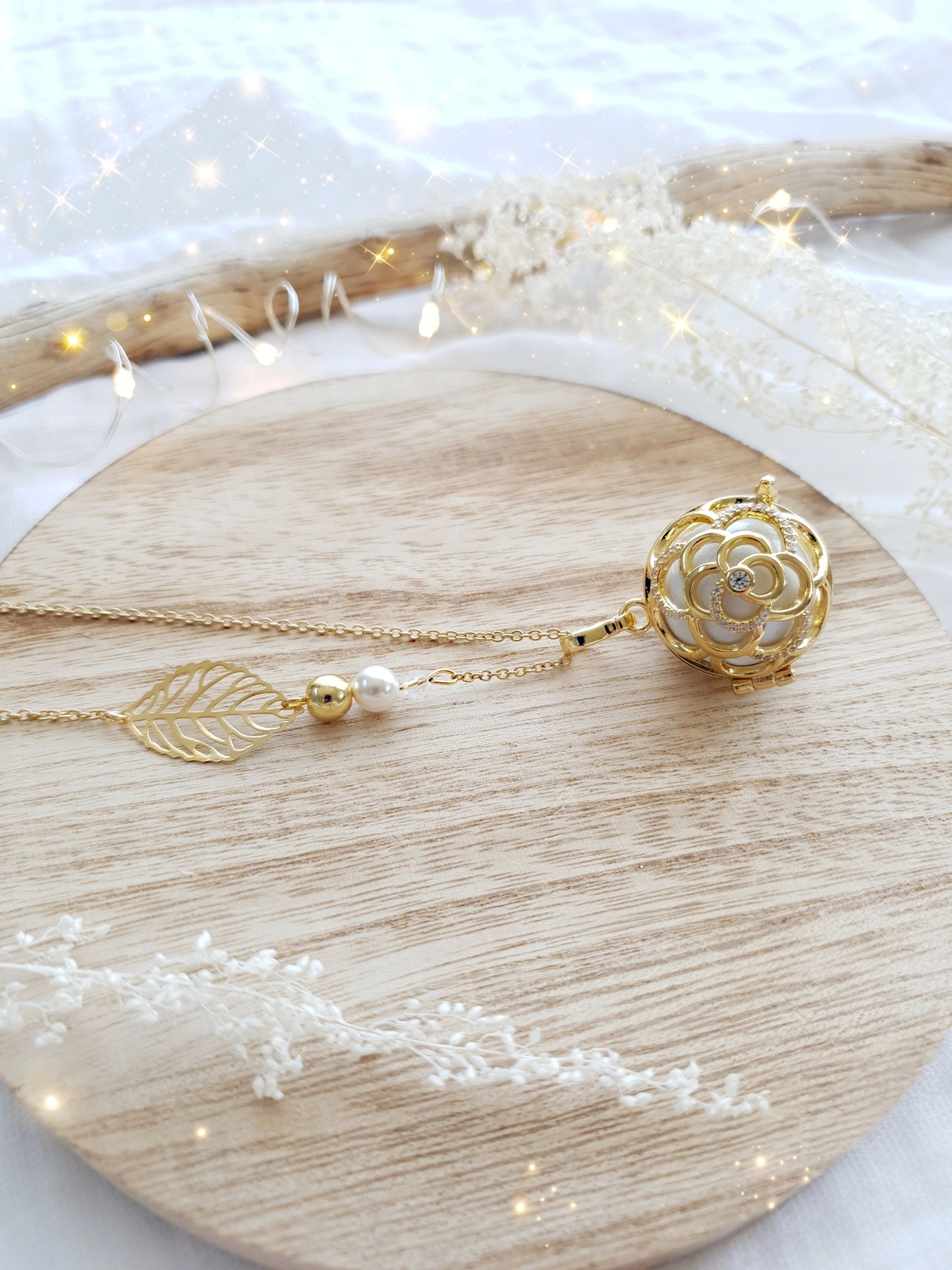 Collier de grossesse bola musicale thème * Gold Flower Chic* - lapetitezou