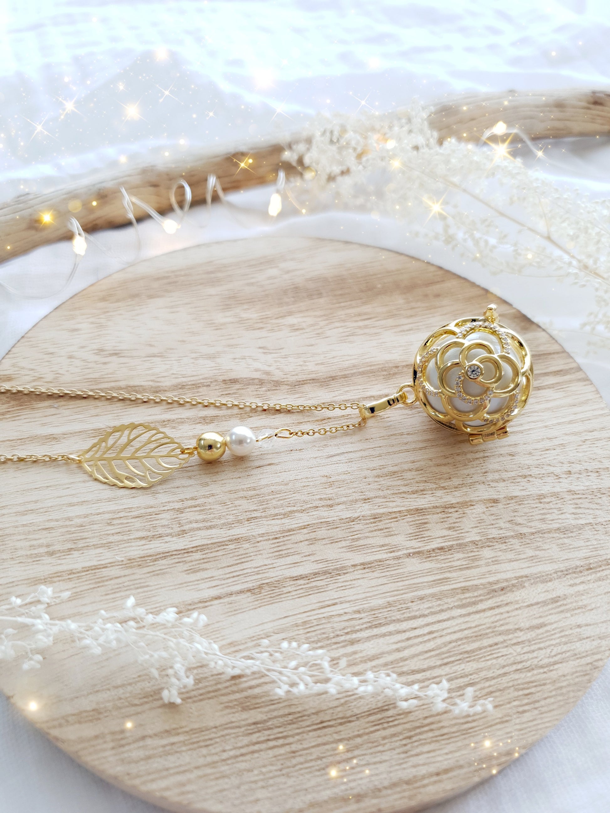 Collier de grossesse bola musicale thème * Gold Flower Chic* - lapetitezou