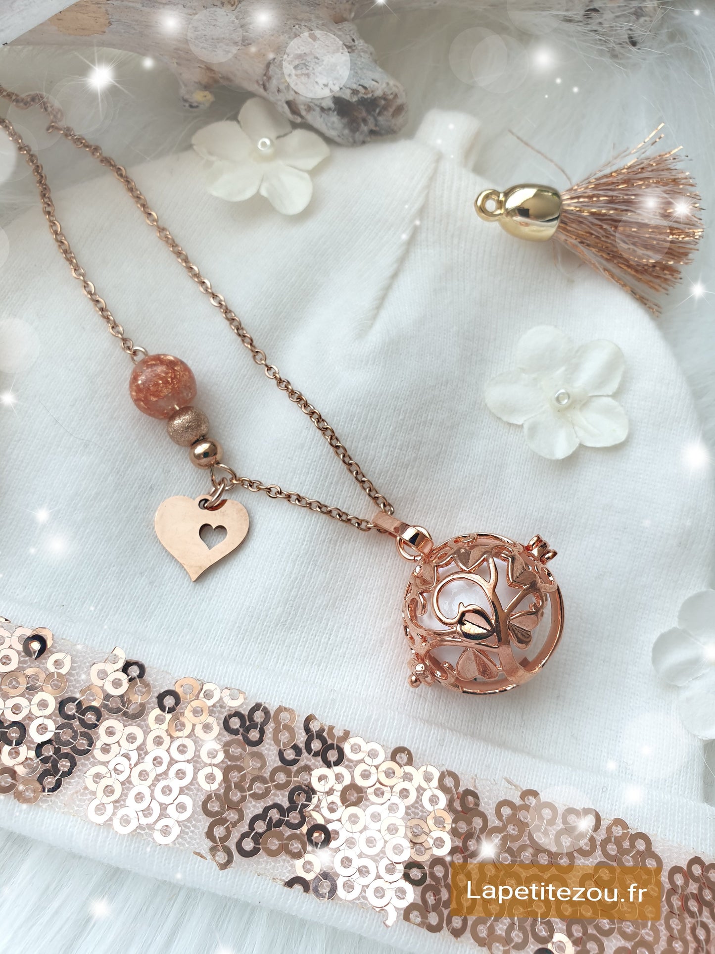 Collier de grossesse bola musicale thème * Mon Arbre Gold Rose * - lapetitezou