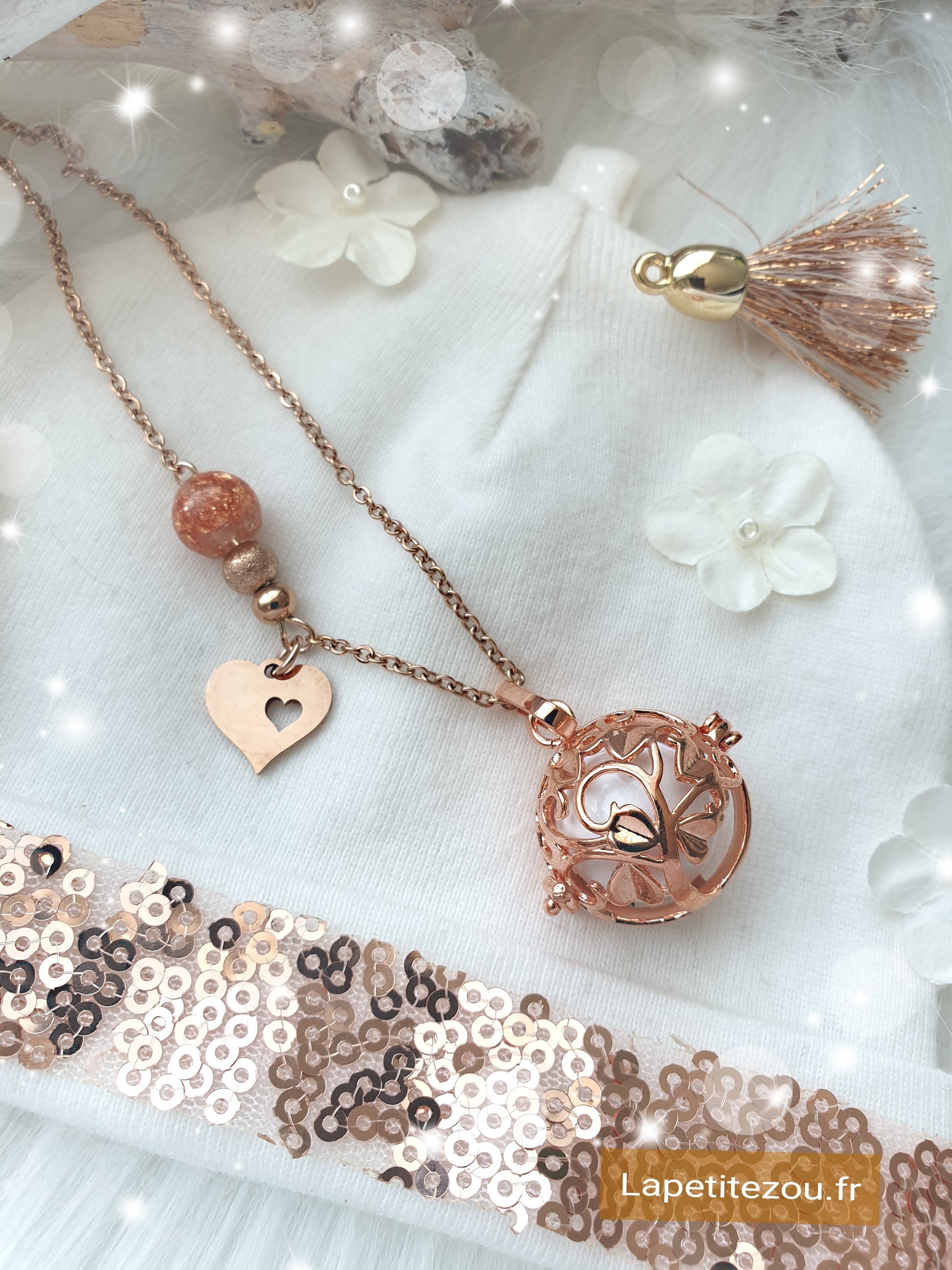 Collier de grossesse bola musicale thème * Mon Arbre Gold Rose * - lapetitezou