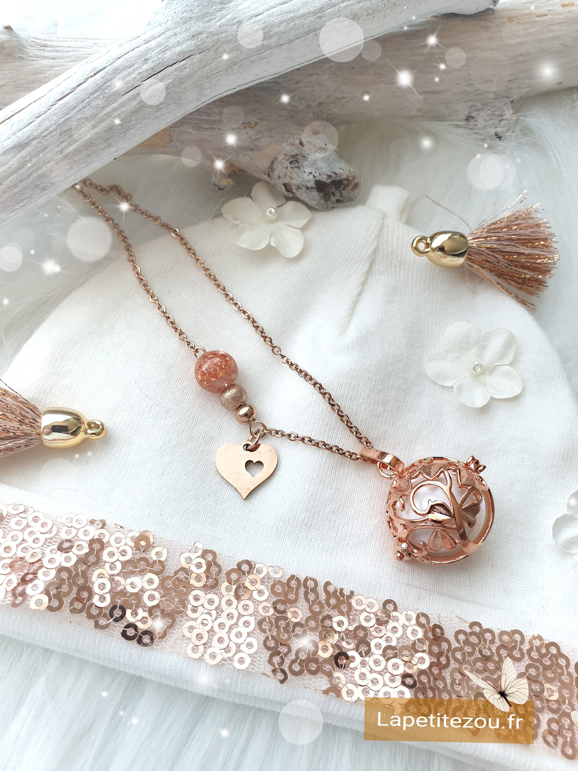 Collier de grossesse bola musicale thème * Mon Arbre Gold Rose * - lapetitezou