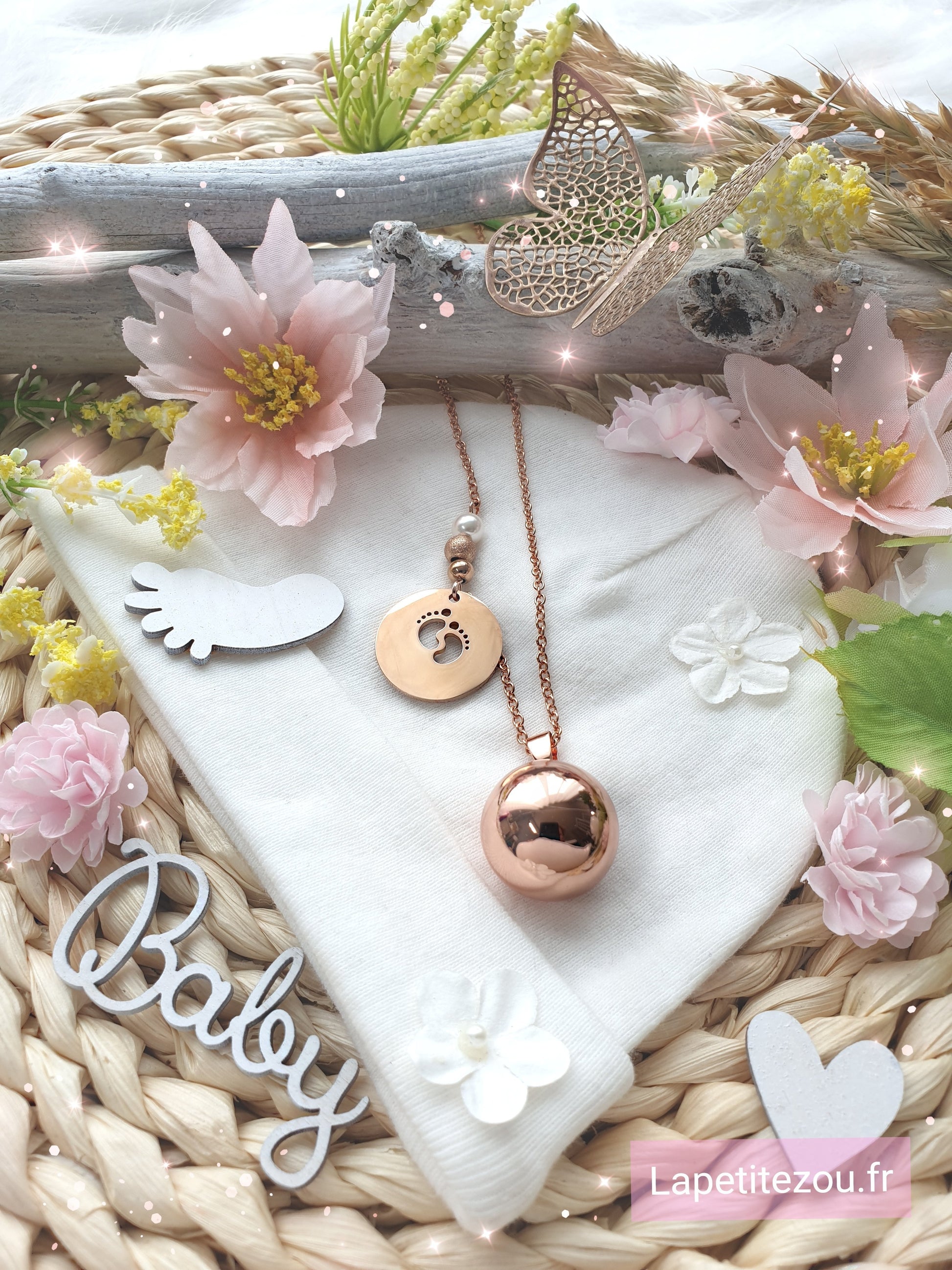 Collier de grossesse bola musicale thème * Mon joli Lotus Rose * - lapetitezou