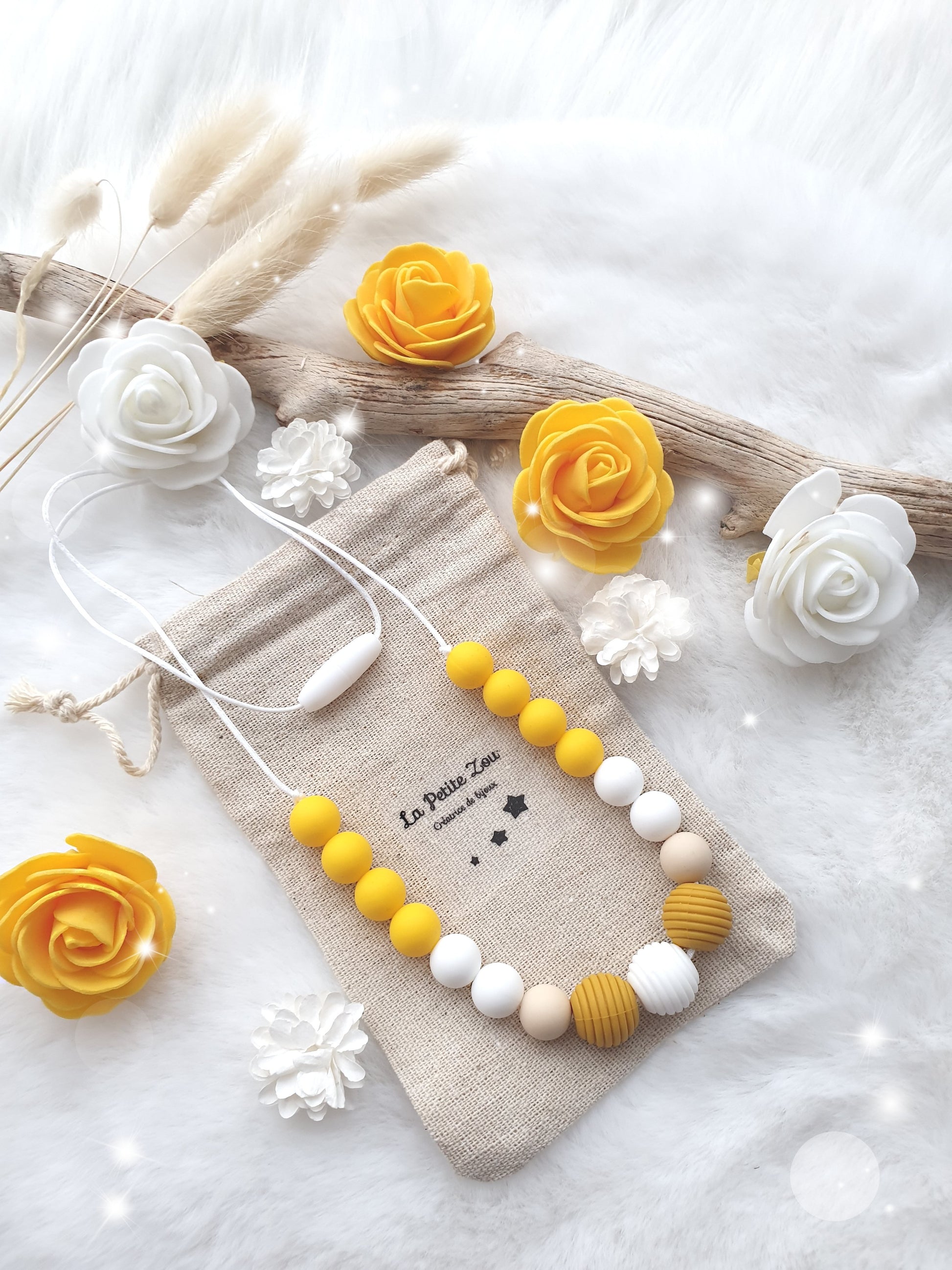 Collier d'allaitement et de portage * Douceur lactée * Jaune peps * - lapetitezou