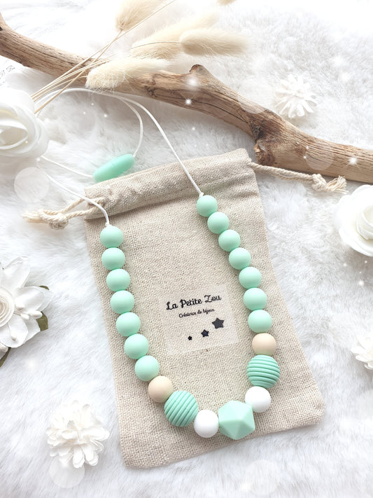 Collier d'allaitement et de portage * Douceur lactée * Mélange de vert * - lapetitezou