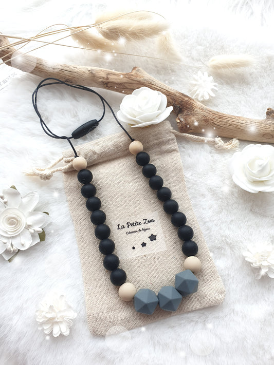 Collier d'allaitement et de portage * Douceur lactée * Noir chic * - lapetitezou