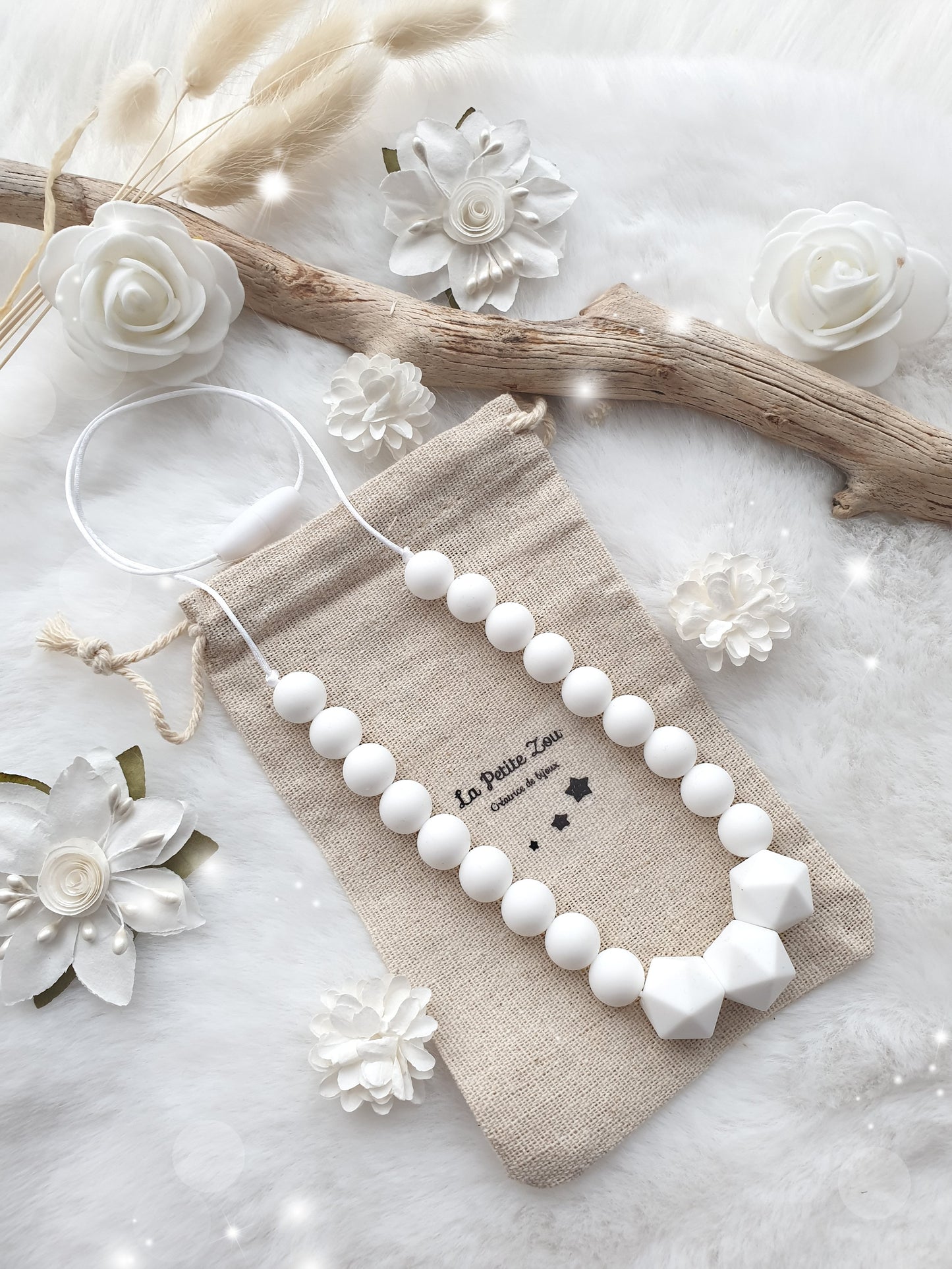 Collier d'allaitement et de portage * Douceur lactée * Pure blanc * - lapetitezou