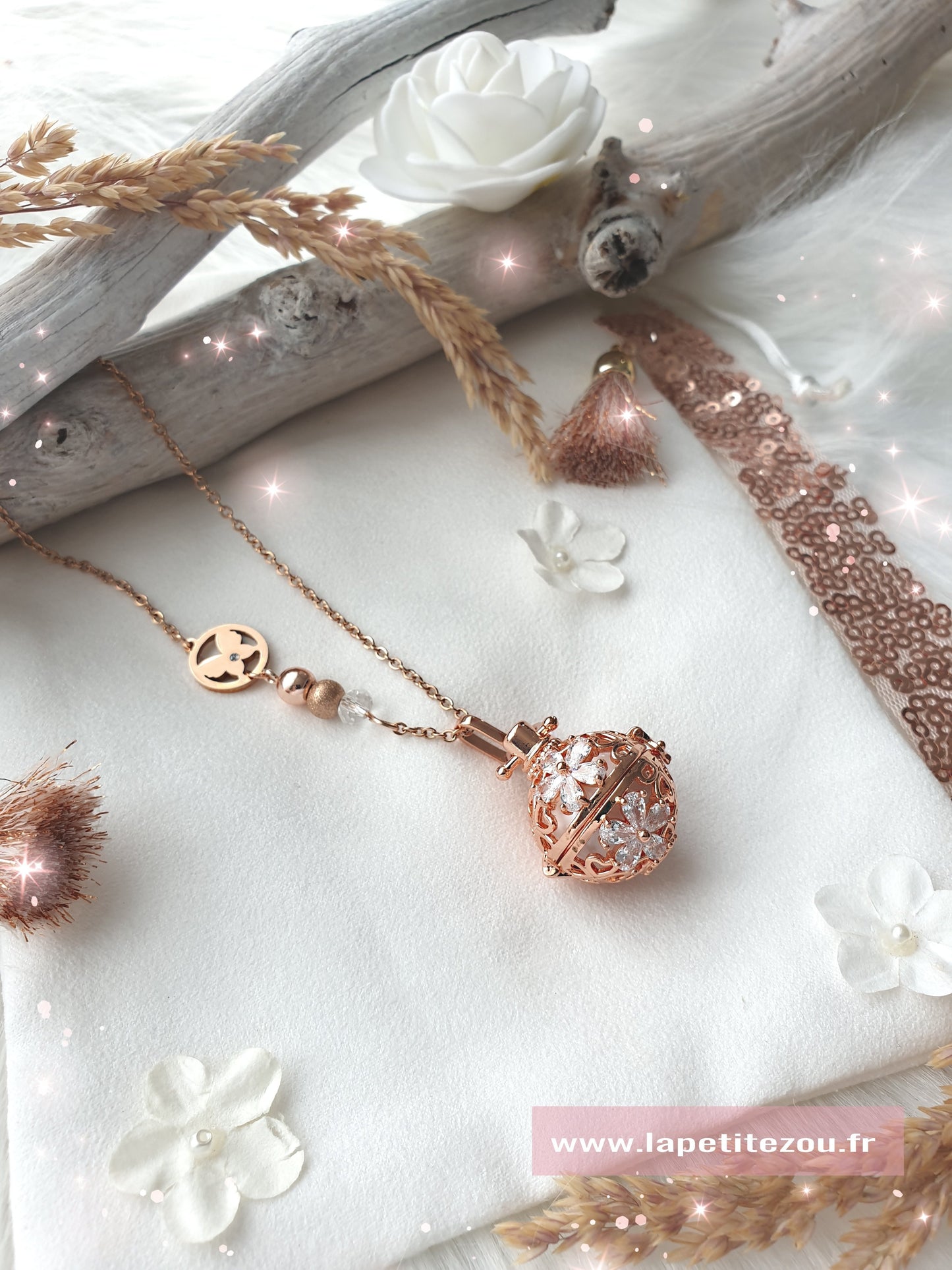 Collier de grossesse bola musicale thème * Ma Douce Fleur Gold * - lapetitezou