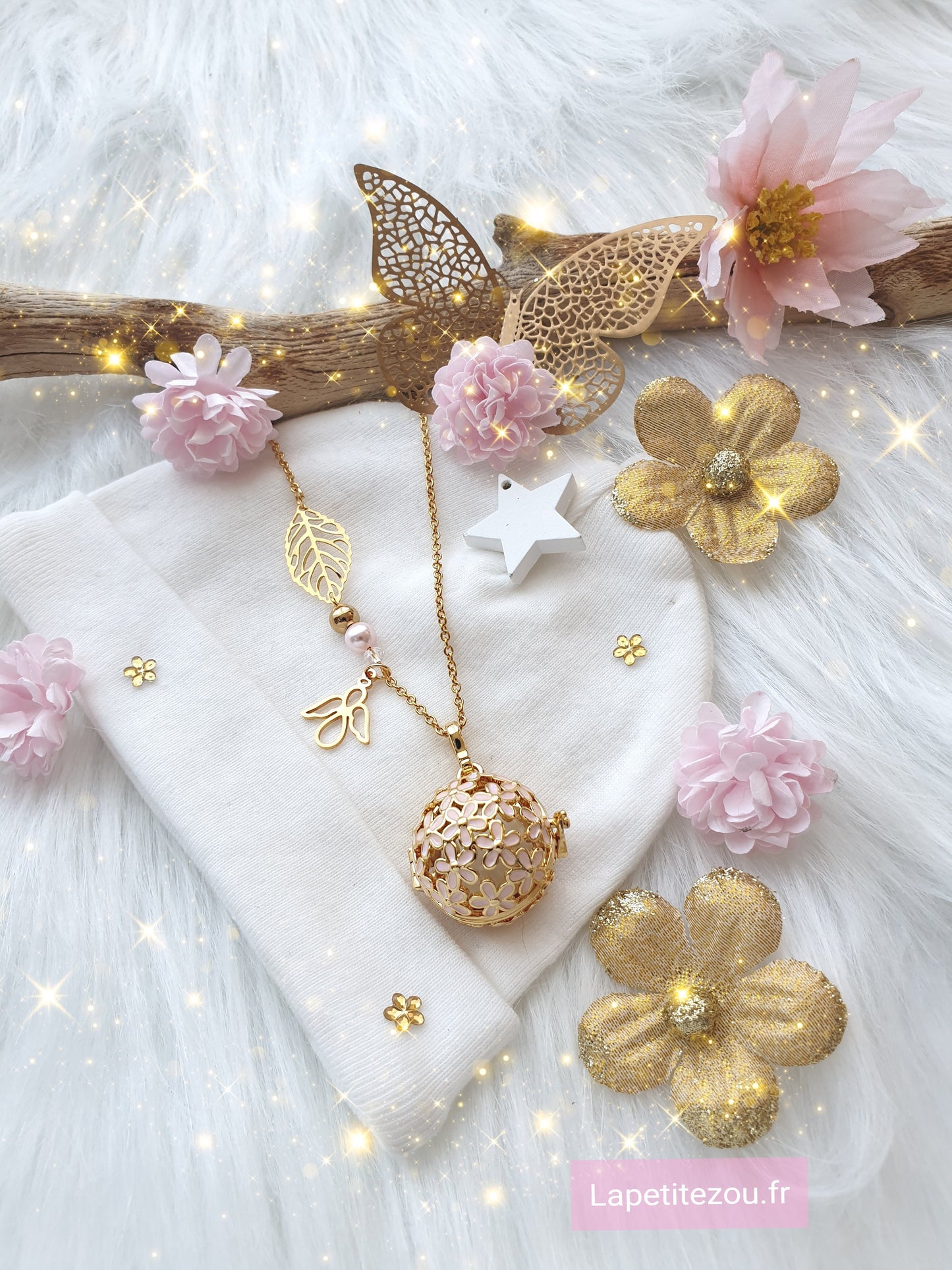 Collier de grossesse bola musicale thème * Ma Petite Fleur dorée * - lapetitezou